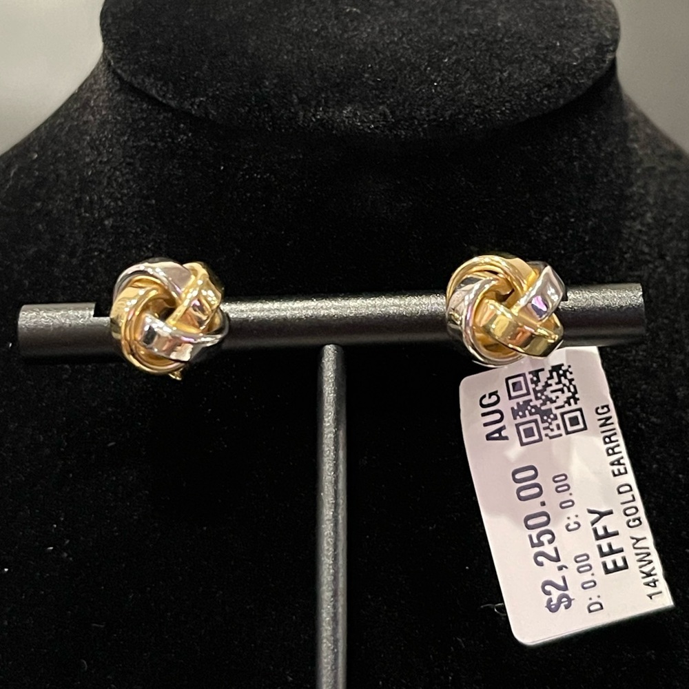 Effy 14K Two-Tone Love Knot Stud Earrings